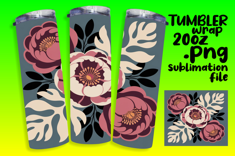 GORGEOUS 20oz Sublimation Template , Flowers