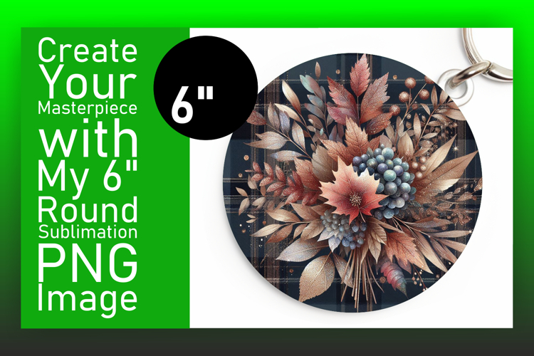 Artful Round Design Coaster Template , Autumn Flower
