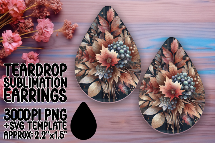 Gorgeous Teardrop Earrings Design Art , Autumn Flower