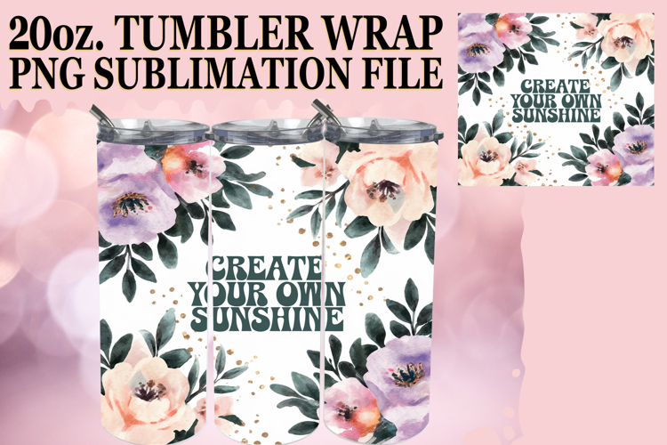 Serene Days 20oz tumbler wrap, Flower Quote