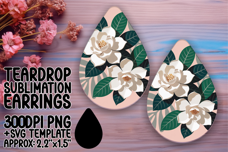 Dynamic Teardrop Earrings Template PNG , Flowers