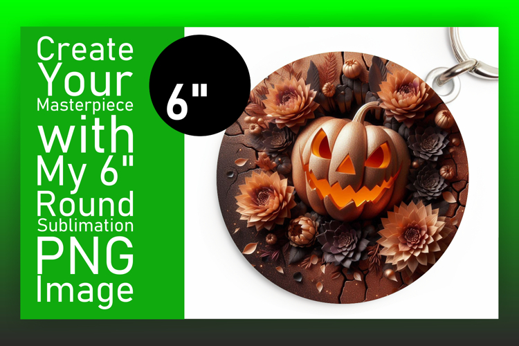 Gorgeous Keychain Circle Design PNG , 3D Pumpkin