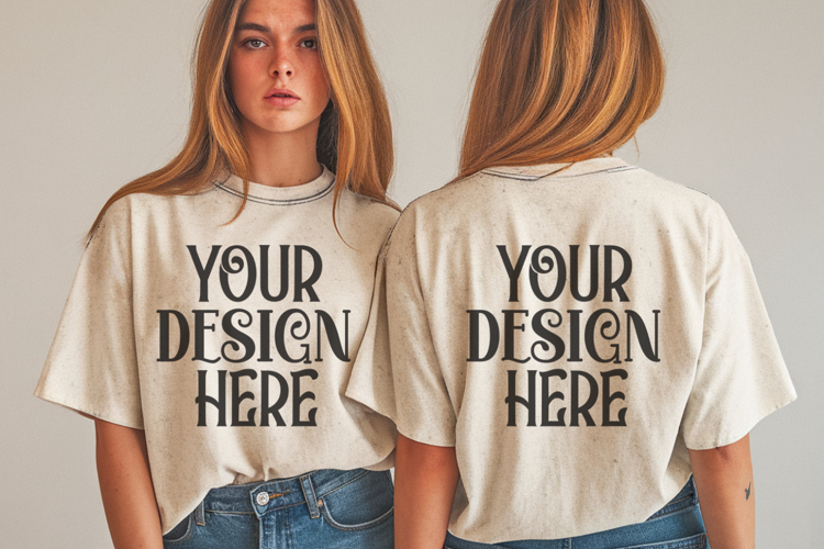 Ivory Comfort Colors 1717 Front & back T shirt Mockup