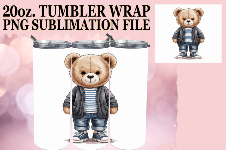 PRESENT OF LOVE 20oz TUMBLER WRAP, Teddy Bear