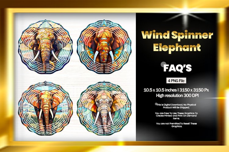 Elephant Wind Spinner Sublimation - 04 Variations example image 1