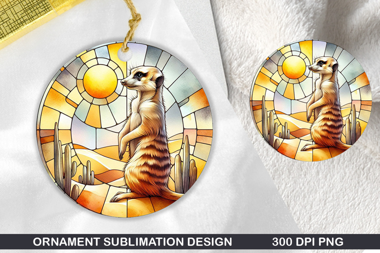 Meerkat Stained Glass Ornament PNG, Digital Download File