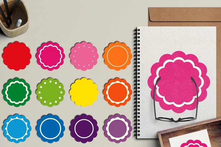 Scallop Rainbow colors tags labels clipart graphics