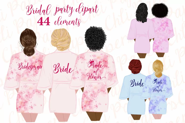 Bridesmaid Robe clipart,Bride clipart,Bridal Shower clipart
