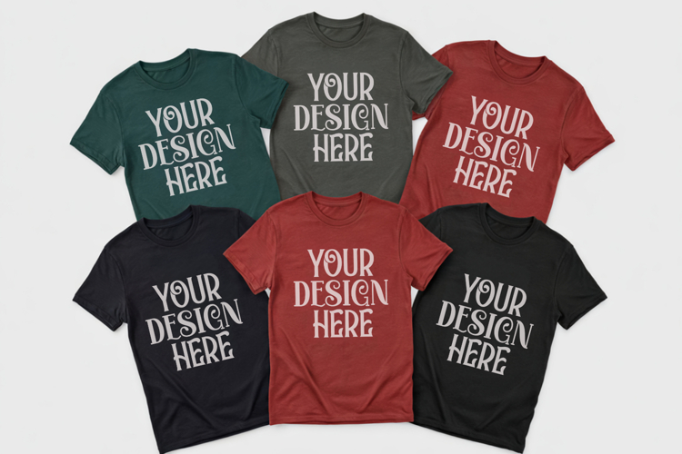 Christmas Family Matching Shirt Mockup | Cozy Boho Flat Lay