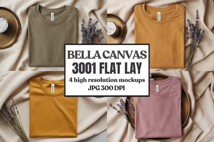 Folded Bella Canvas 3001 Flat Lay T-Shirt mockup