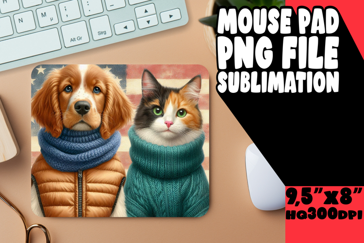 Radiant Desk Mat Sublimation, Dog and cat