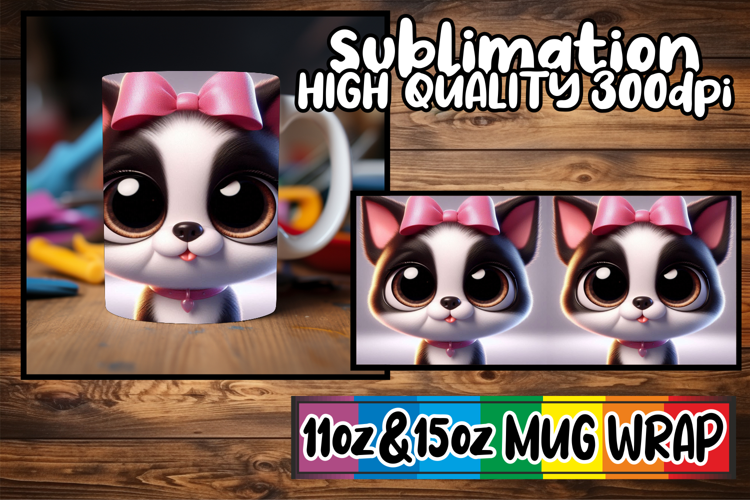Uplifting days 11oz 15oz sublimation wrap, 3D Dog