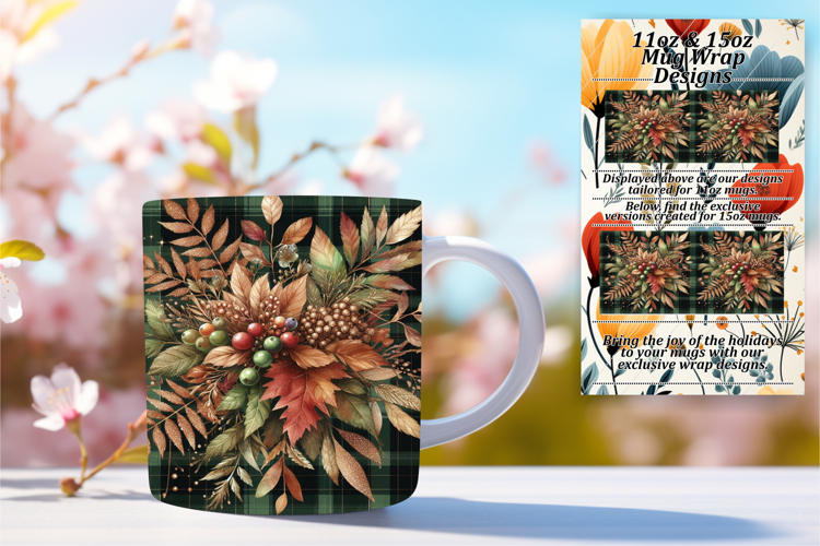 RADIANT PNG Mug Wrap Design 15oz , Autumn Flower