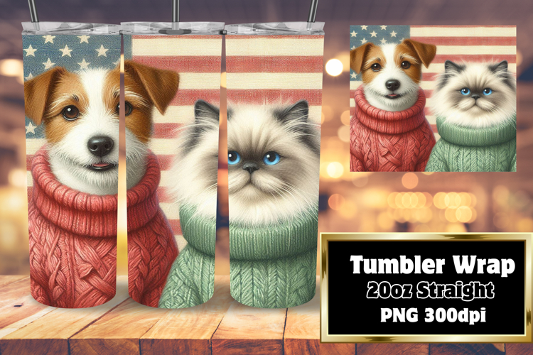 Beautiful Gift: 20oz Tumbler Wrap , Dog and cat