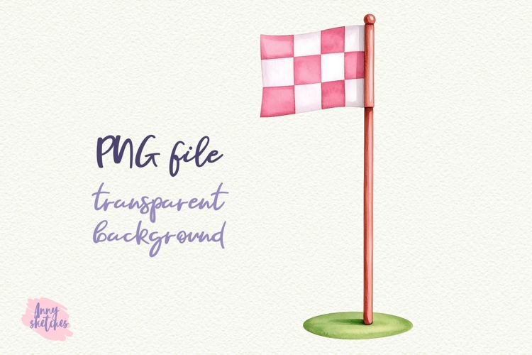 Checkered Golf Flag Pin Retro Pink Golf Clipart
