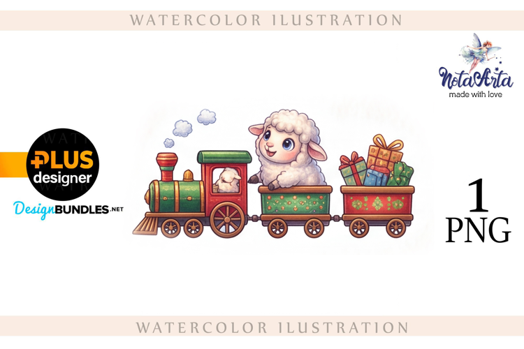 Christmas Sheep in Watercolor Style