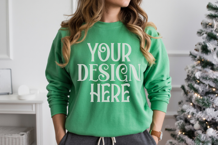 Christmas Gildan 18000 Irish Green Crewneck Sweatshirt Mocku