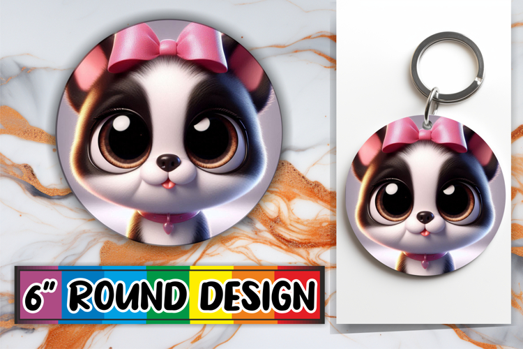 Luminous Round Ornaments Sublimation PNG, 3D Dog