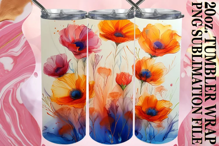 Colorful Meadow of Flowers Tumbler Sublimation Design