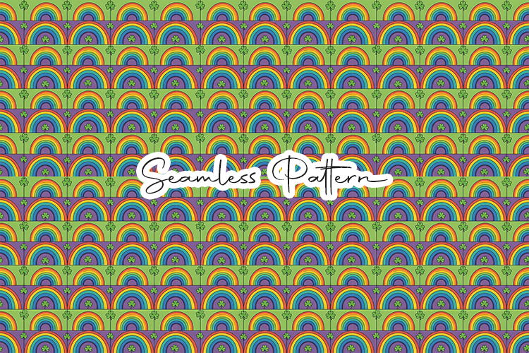 Vibrant Rainbow and Shamrock Pattern - Leprechaun & Clovers