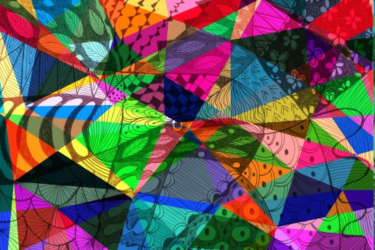 Psychedelic abstract hand drawing and digital image