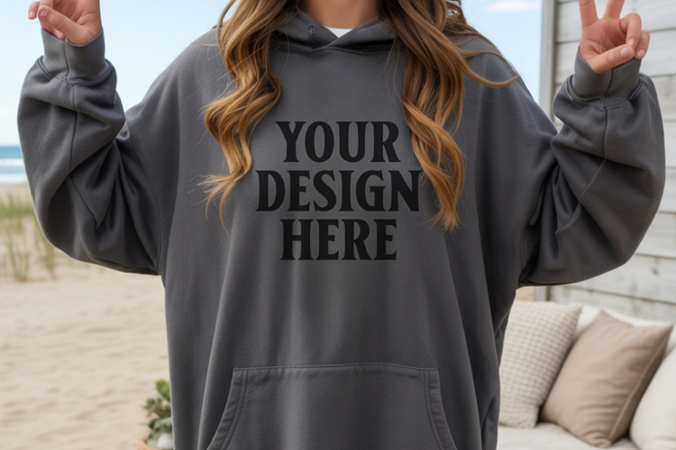 Indigo Blue Gildan 18500 Hoodie Sweatshirt Mockup, 185 mock-