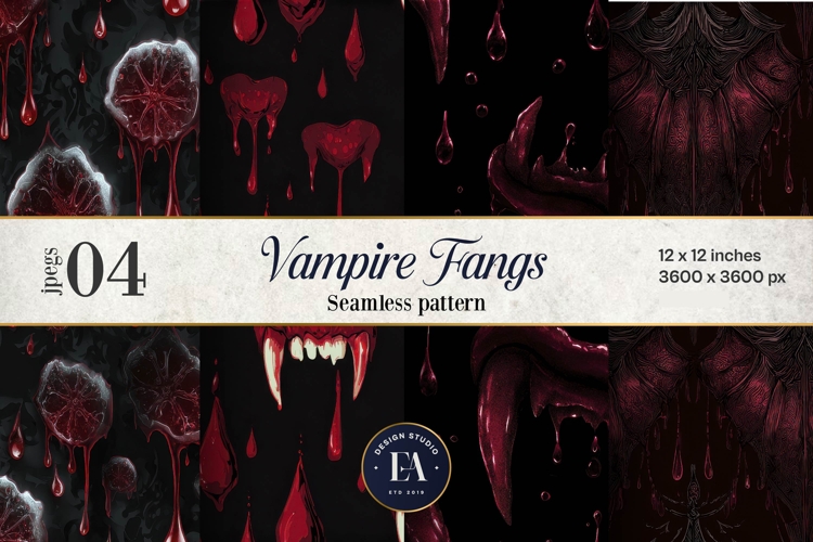 Vampire Fangs Pattern, Dark Gothic Teeth Digital Paper
