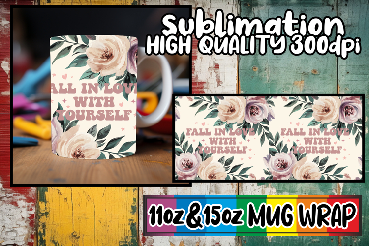Happy dreams 11oz 15oz sublimation wrap, Flower Quote