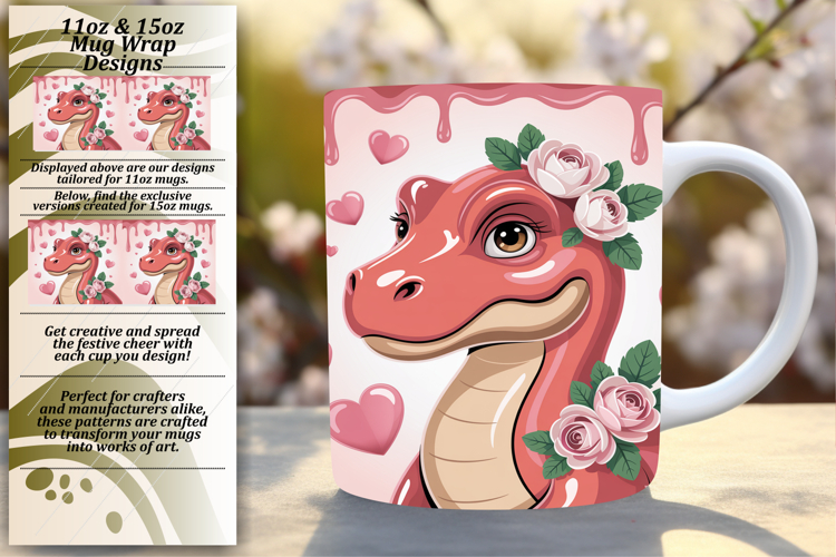 ELEGANT PNG for 15oz Mug Wrap , Cute Dino