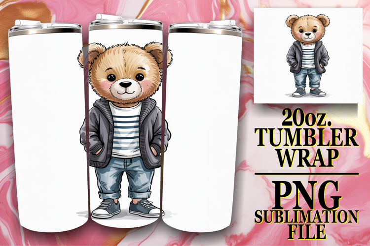 SWEET GIFT 20oz TUMBLER WRAP, Teddy Bear