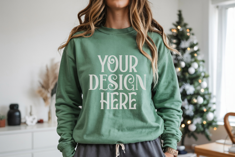 Christmas Gildan 18000 Irish Green Crewneck Sweatshirt Mocku