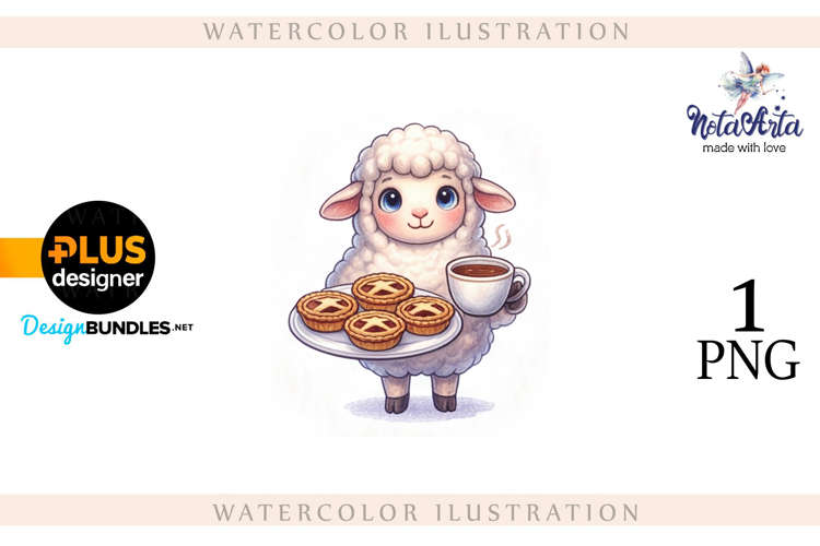 Christmas Sheep in Watercolor Style