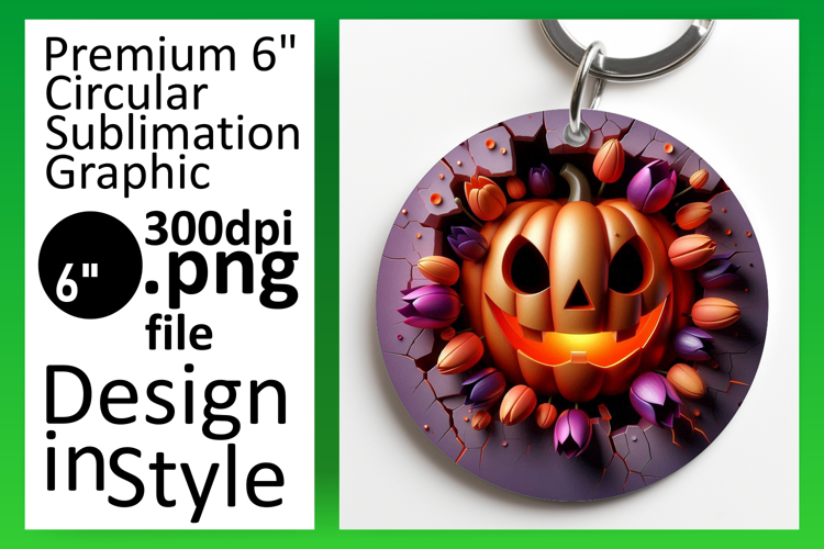 Bright Circle Design Keychain Template , 3D Pumpkin