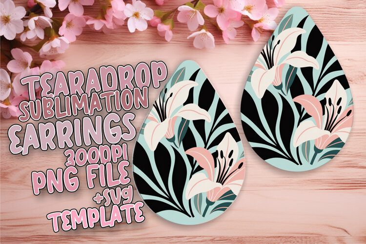 Playful Teardrop Earrings Design Art , Flowers example image 1
