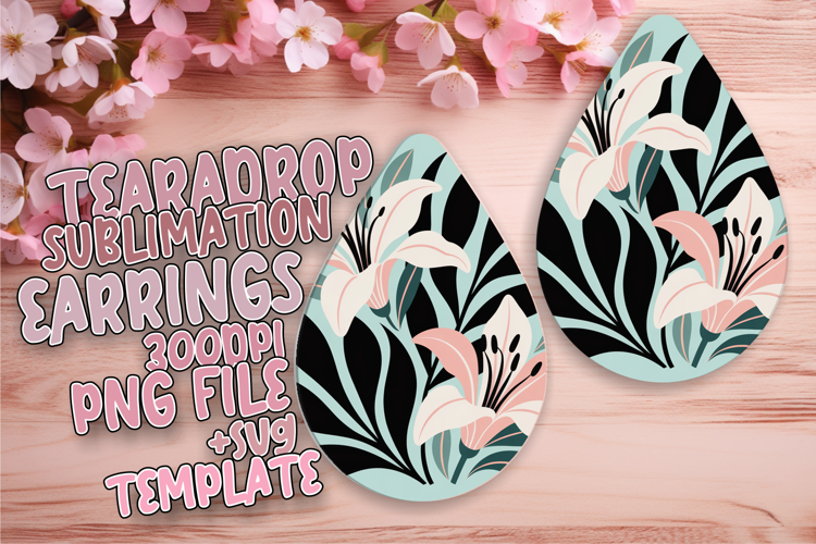 Playful Teardrop Earrings Design Art , Flowers
