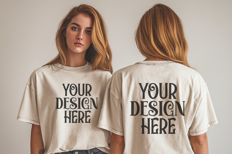 Ivory Comfort Colors 1717 Front & back T shirt Mockup