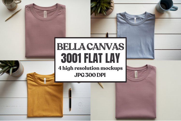 Bella Canvas 3001 Flat Lay T-Shirt Mockup