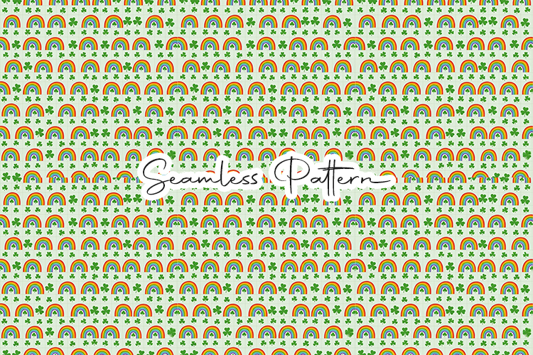 Micro Rainbow Clover Seamless Pattern - Leprechaun & Clovers