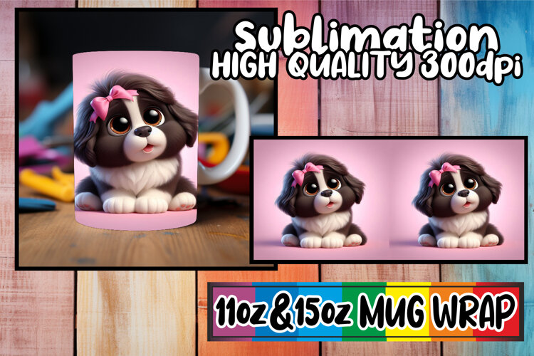 Radiant adventures 11oz 15oz sublimation wrap, 3D Dog example image 1