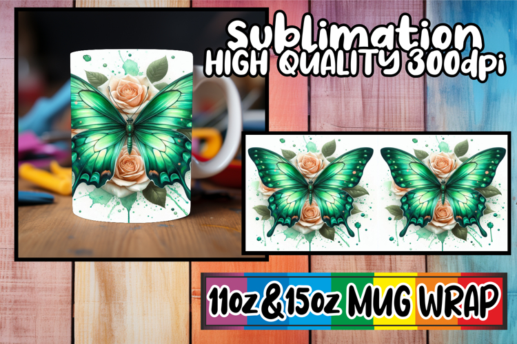 Cozy smiles 11oz 15oz sublimation wrap, Butterfly