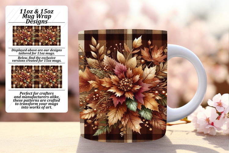 BEAUTIFUL 15oz Mug Wrap PNG , Autumn Flower