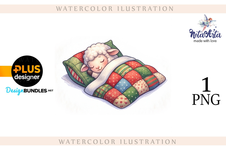 Christmas Sheep in Watercolor Style