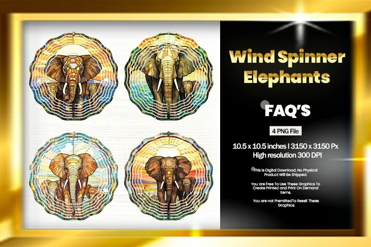Elephants Wind Spinner Sublimation - 04 Variations