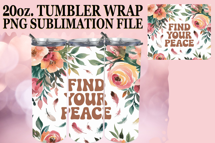SWEET VIBES 20oz TUMBLER WRAP, Flower Quote