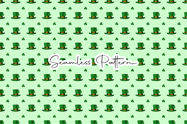 Leprechaun Hat and Shamrock Pattern - Leprechaun & Clovers