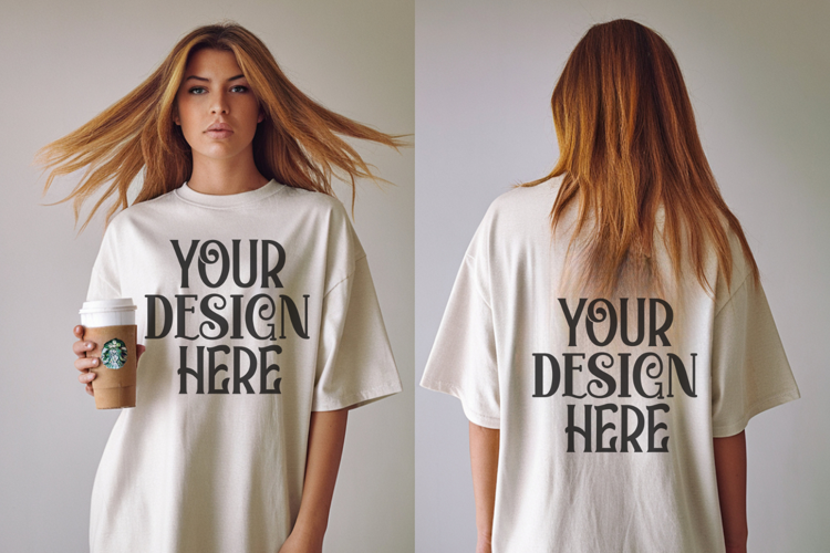 Ivory Comfort Colors 1717 Front & back T shirt Mockup