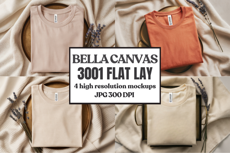 Folded Bella Canvas 3001 Flat Lay T-Shirt mockup