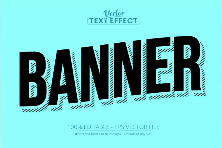 Banner text effect, editable minimalistic text style