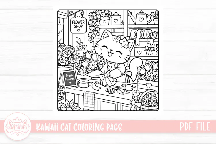 Cute Kawaii Cat Coloring Book