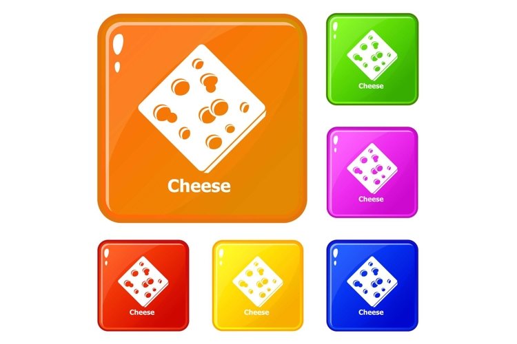 Sliced cheese icons set vector color example image 1